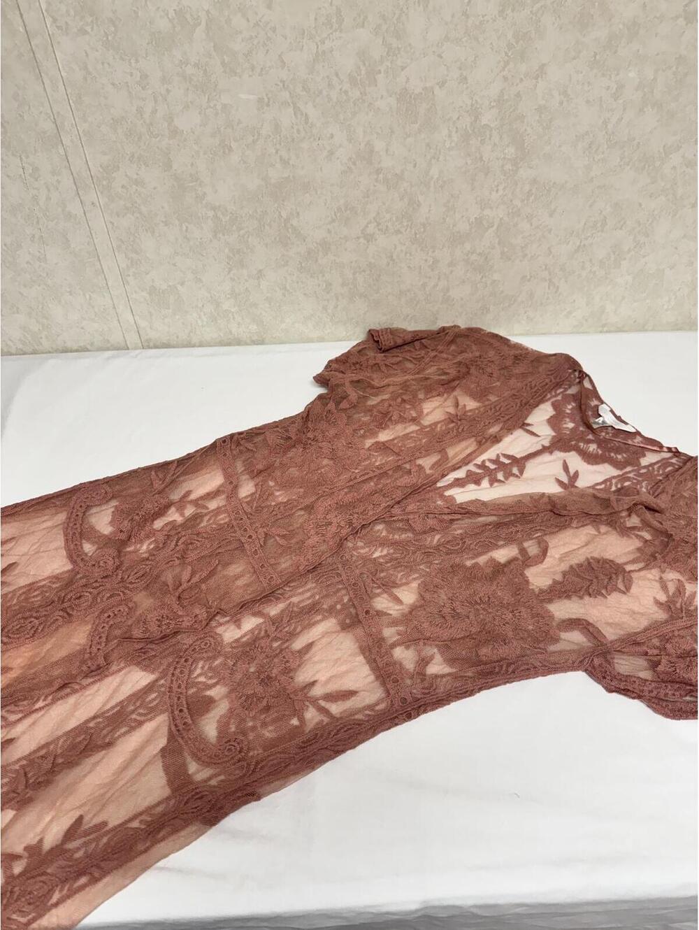 LC Lauren Conrad Dusty Rose Floral Lace Long Duster Kimono - One Size (OS)